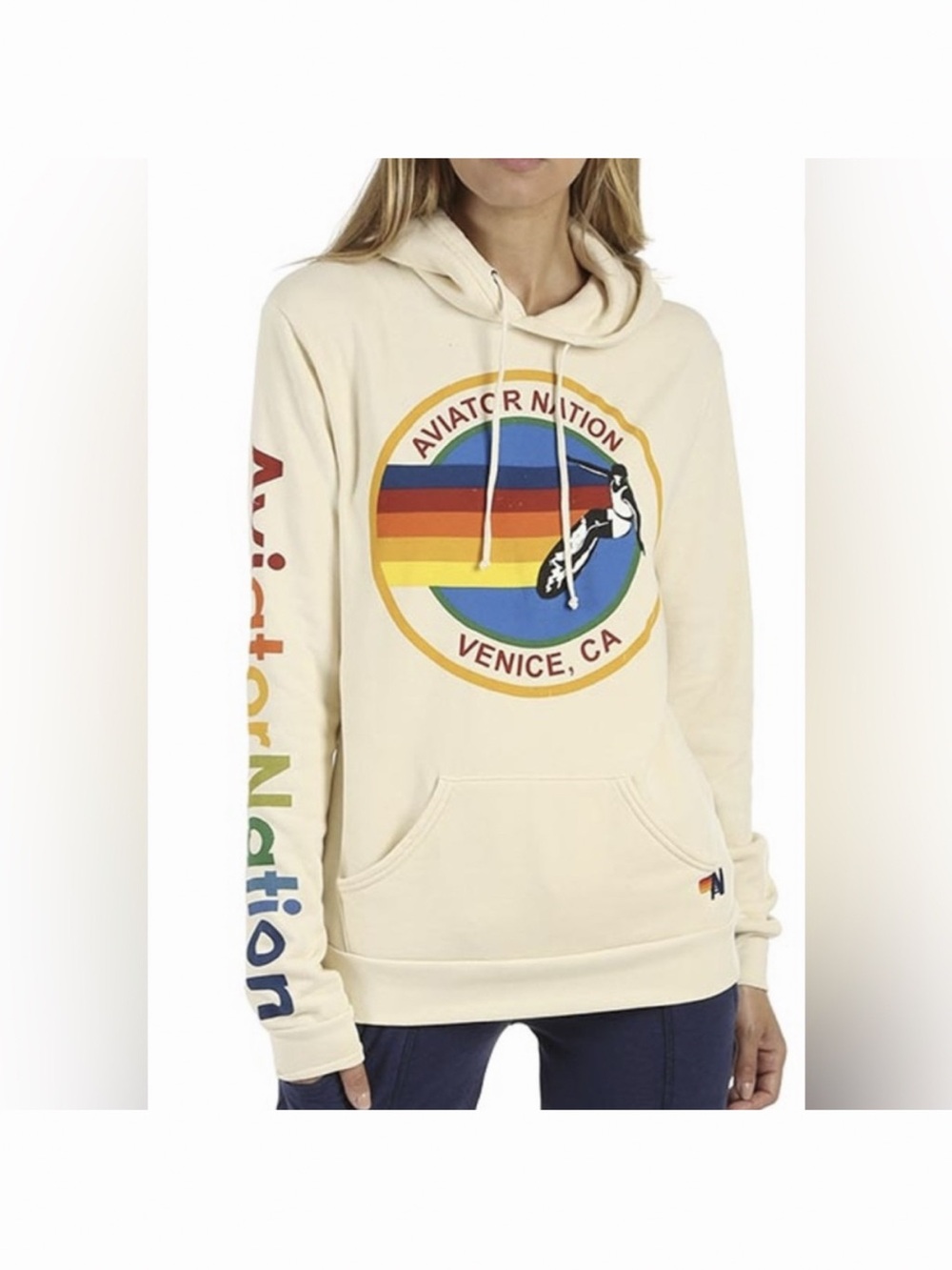 NWOT Aviator Nation Vintage White Hoodie Sweatshirt Size XL
